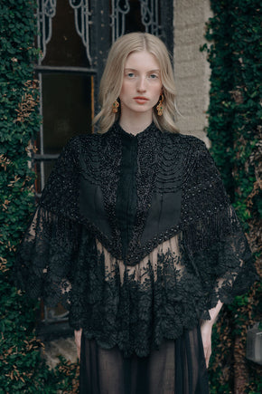 1870s beaded lace mantle cape