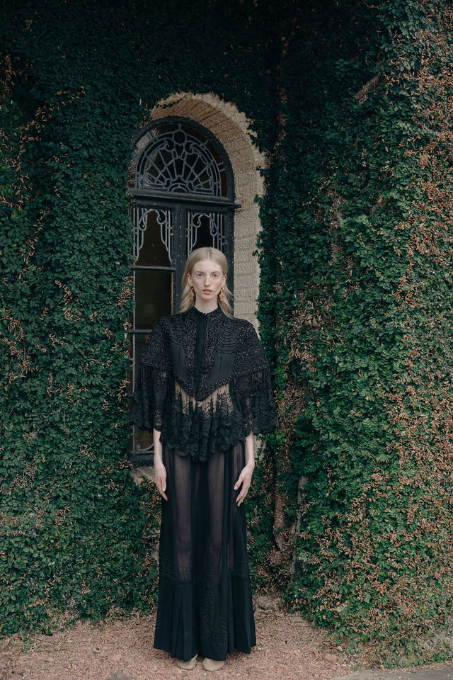1870s beaded lace mantle cape
