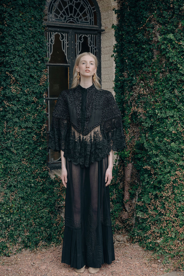 Antique 1910s semi sheer Soutache skirt