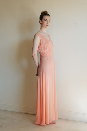 1930s salmon silk bias lingerie gown, France