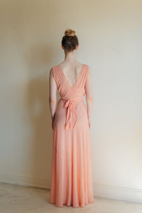 1930s salmon silk bias lingerie gown, France