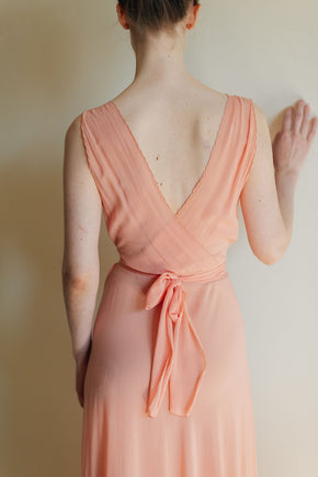 1930s salmon silk bias lingerie gown, France