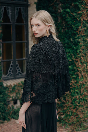 1870s beaded lace mantle cape