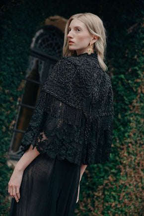 1870s beaded lace mantle cape