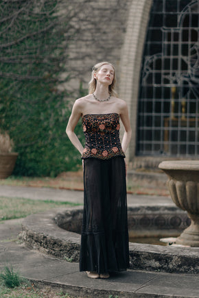Vintage silk beaded corset