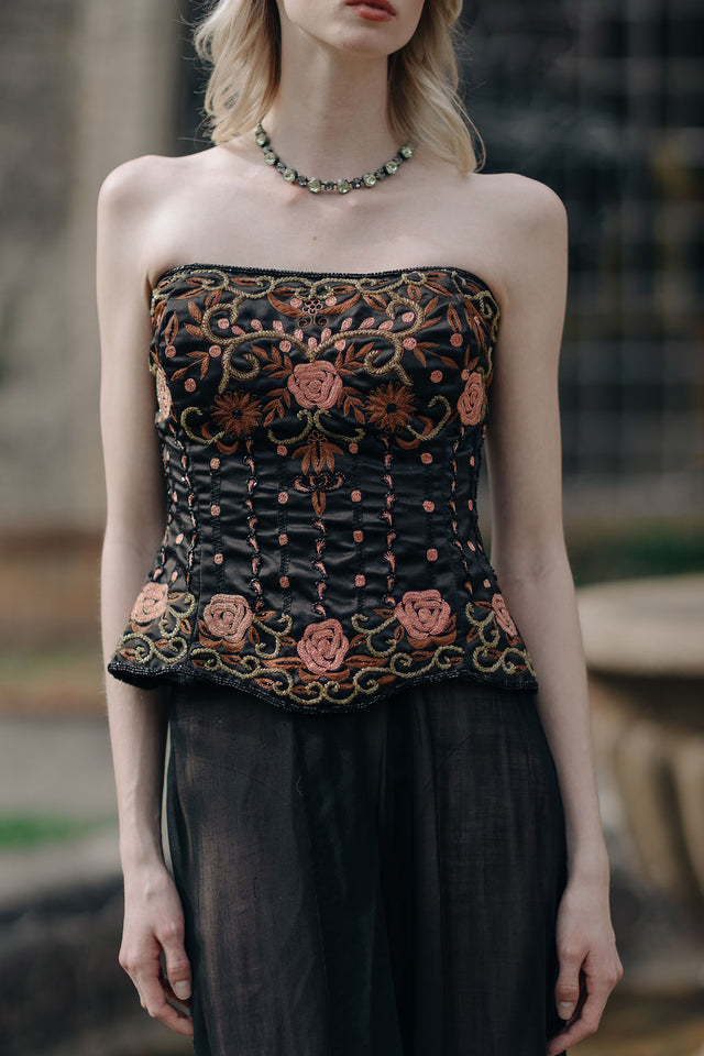 Vintage silk beaded corset