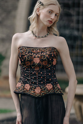 Vintage silk beaded corset