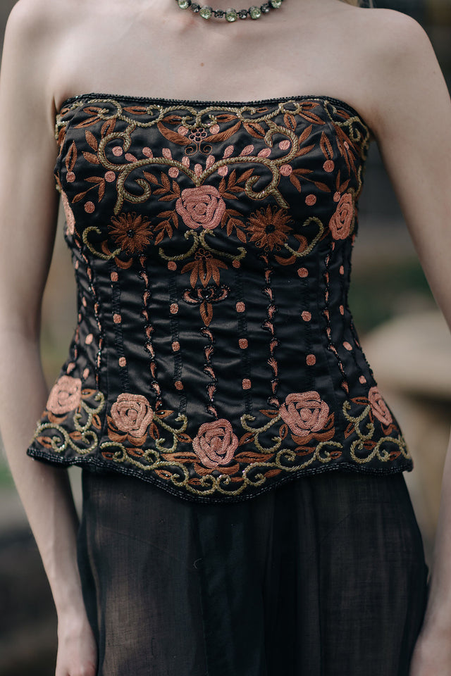 Vintage silk beaded corset