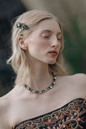 Antique 1940s paste warm rhinestone necklace set