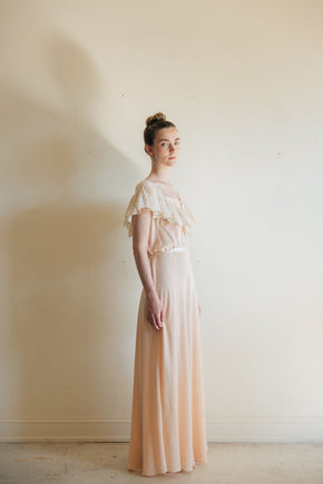 1930s baby pink silk lace bias cut lingerie gown, France