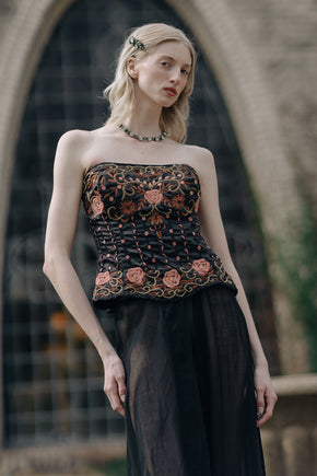 Vintage silk beaded corset