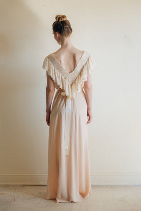 1930s baby pink silk lace bias cut lingerie gown, France