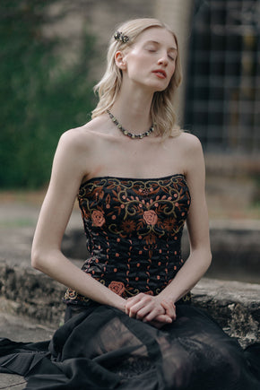 Vintage silk beaded corset