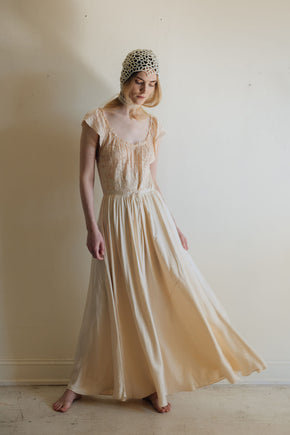 1930s silk lace bridal nightgown, France