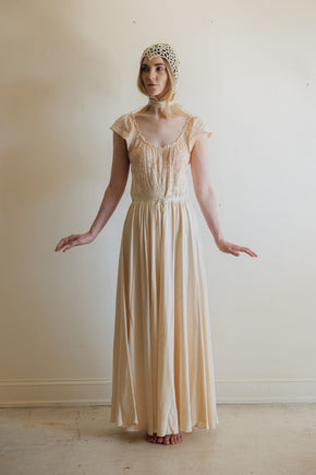 1930s silk lace bridal nightgown, France