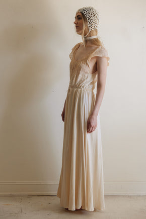 1930s silk lace bridal nightgown, France