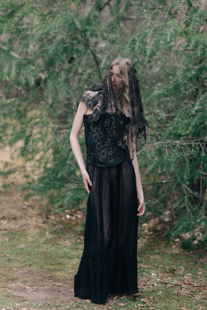 1830s silk lace bonnet veil