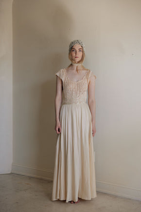 1930s silk lace bridal nightgown, France