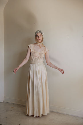 1930s silk lace bridal nightgown, France