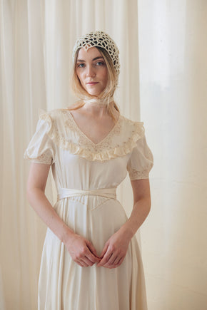 1930s ivory silk satin gown, France