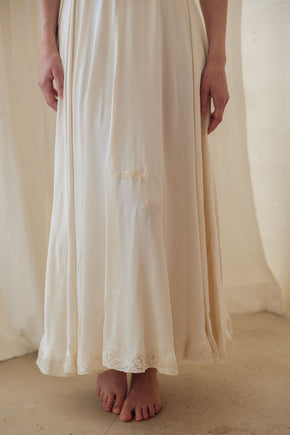 1930s ivory silk satin gown, France