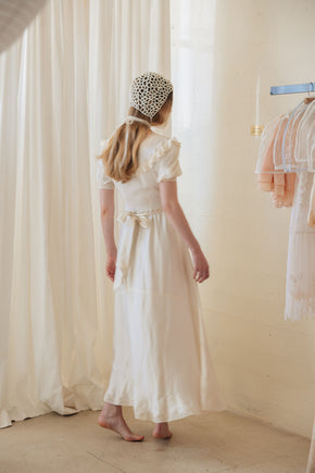 1930s ivory silk satin gown, France