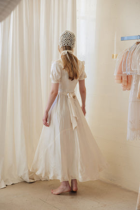 1930s ivory silk satin gown, France
