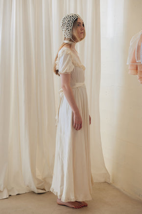 1930s ivory silk satin gown, France