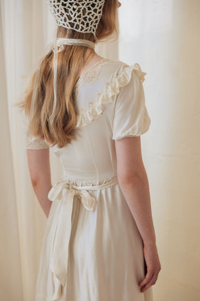 1930s ivory silk satin gown, France