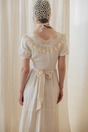 1930s ivory silk satin gown, France