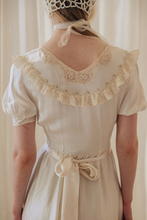 1930s ivory silk satin gown, France