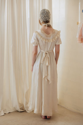 1930s ivory silk satin gown, France