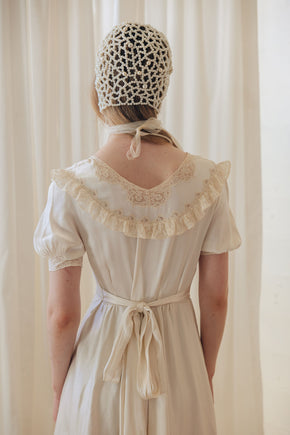 1930s ivory silk satin gown, France