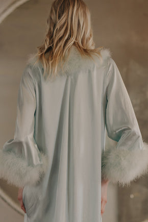 Vintage Lucie Ann blue marabou Feather Robe