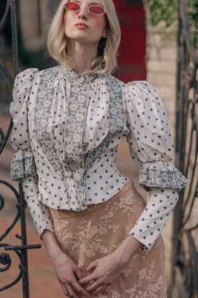 1890s French Victorian dotted bodice