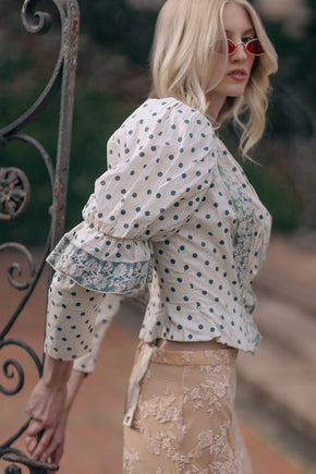 1890s French Victorian dotted bodice