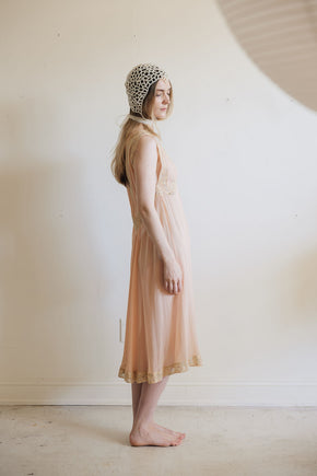 1930s silk chiffon lace lingerie dress, France