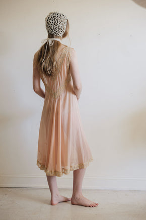 1930s silk chiffon lace lingerie dress, France