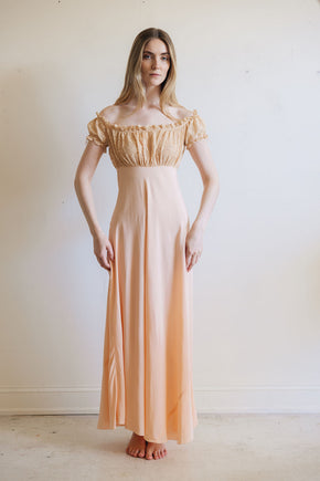 1930s silk lace empire regency lingerie gown, France