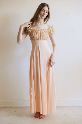 1930s silk lace empire regency lingerie gown, France
