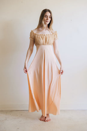 1930s silk lace empire regency lingerie gown, France