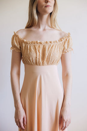 1930s silk lace empire regency lingerie gown, France