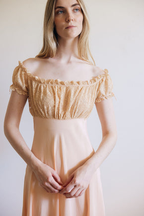 1930s silk lace empire regency lingerie gown, France