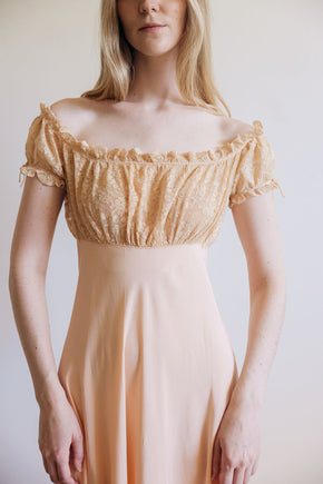 1930s silk lace empire regency lingerie gown, France