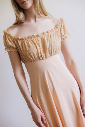 1930s silk lace empire regency lingerie gown, France