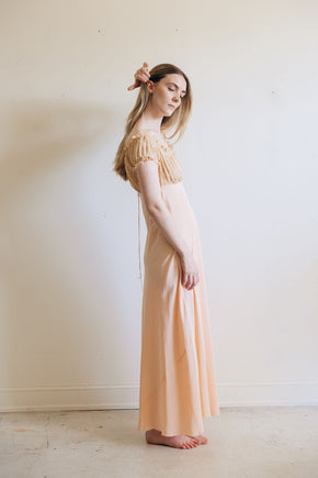 1930s silk lace empire regency lingerie gown, France