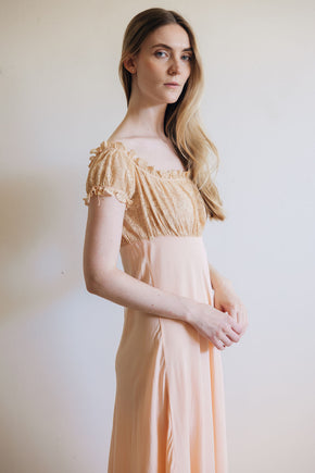 1930s silk lace empire regency lingerie gown, France