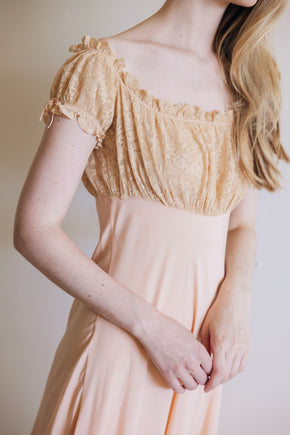 1930s silk lace empire regency lingerie gown, France