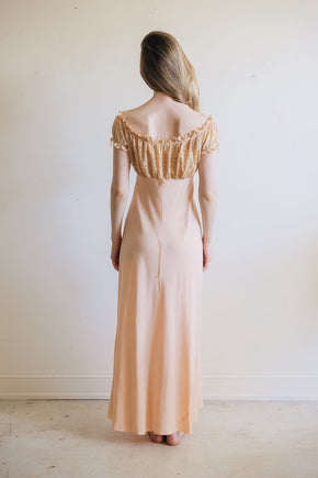 1930s silk lace empire regency lingerie gown, France