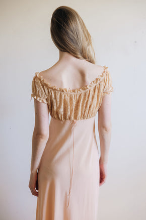 1930s silk lace empire regency lingerie gown, France